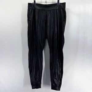 Commando Black Faux Leather Joggers High Rise Pockets Stretch Large